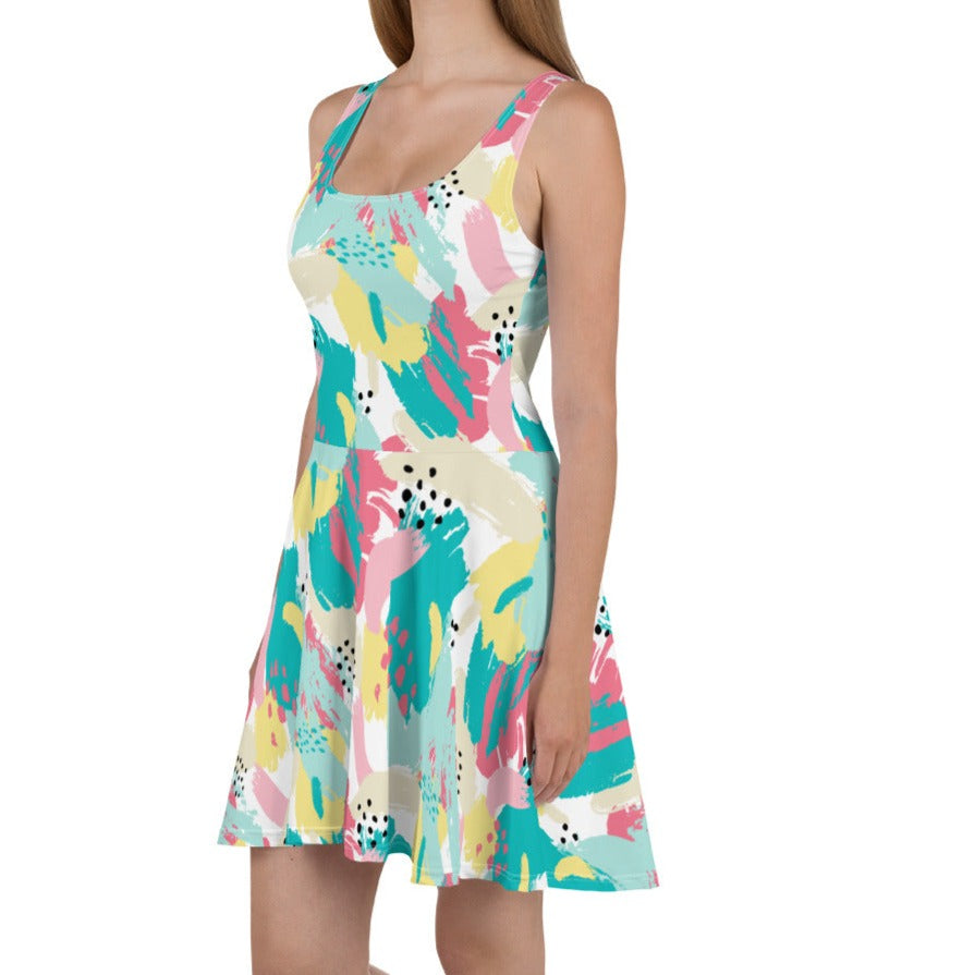 90s Abstract Paint Sleeveless Skater Dress (XS-3XL) – Lilli & Yve