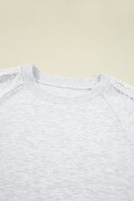 Peyton Lace Patchwork Raglan Sleeve Crew Neck Sweatshirt (S-XL)