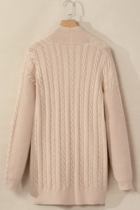 Jade Oversize Chunky Cable Knit Midi-length Cardigan (S-XL)