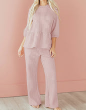 Makenna Textured Ruffle Hem Pajama Lounge Set (S-XL)