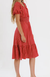 Sweetheart Red Check Smocked Dress (S-2XL)