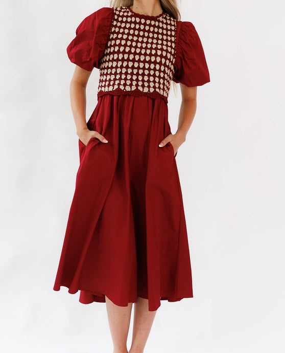 Elevate Red Dress & Crochet Vest Set (XS-2XL)