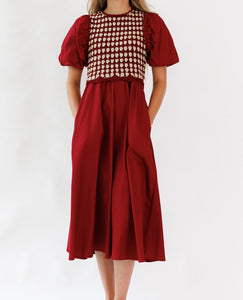 Elevate Red Dress & Crochet Vest Set (XS-2XL)