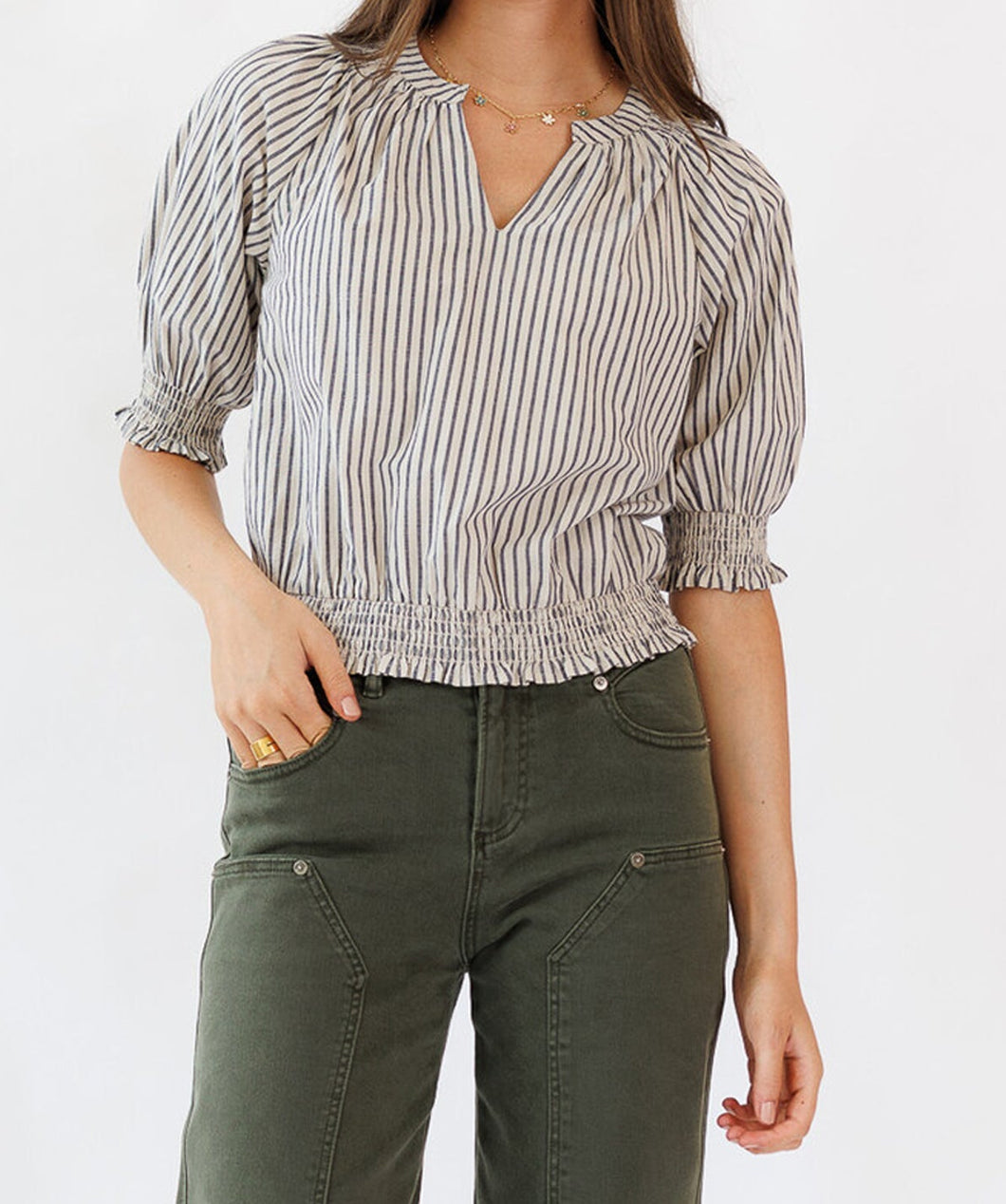 Penelope Grey Stripe Top (XS-2XL)