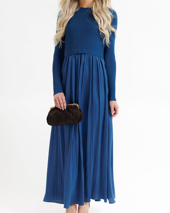 Soho Dark Blue Satin Dress (XS-2XL)