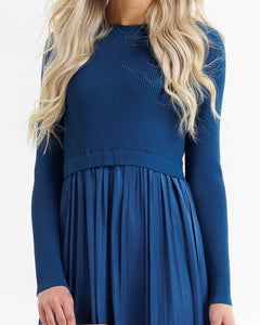 Soho Dark Blue Satin Dress (XS-2XL)
