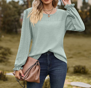 Avery Round Neck Puff Sleeve Blouse (S-2XL)