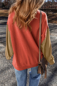 Contrast Round Neck Long Sleeve Sweatshirt (S-2XL) 2 Colors