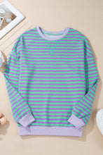 Elliana Stripe Crossed Stitch Drop Shoulder Sweatshirt (S-2XL) 5 Colors