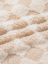 Checker Sherpa Corduroy Patchwork Zip Up Jacket (S-XL)