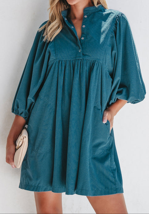 Charlie Corduroy Button Dress (S-XL)
