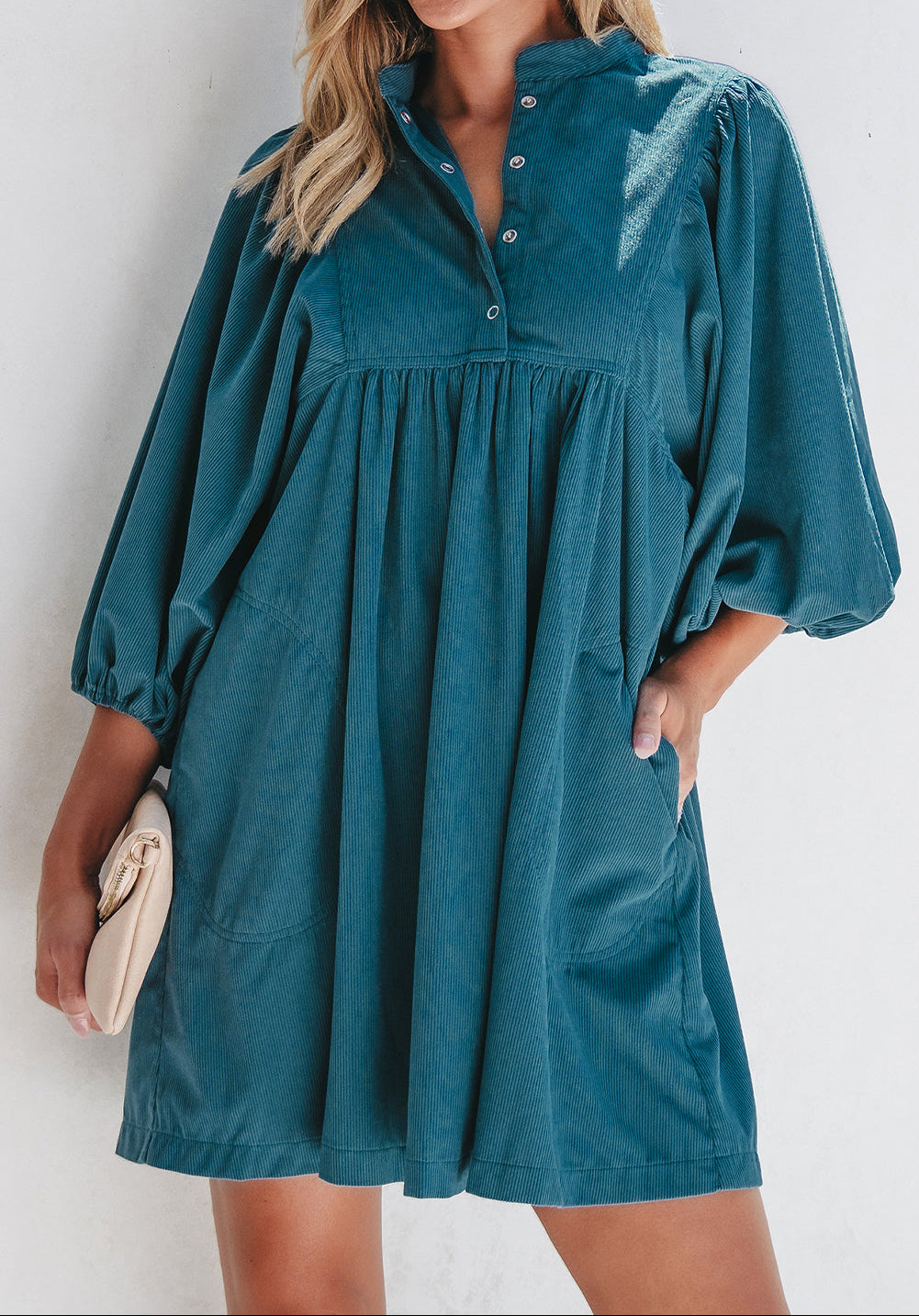 Charlie Corduroy Button Dress (S-XL)