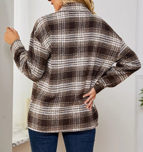 Plaid Button Up Long Sleeve Shacket (S-2XL) 3 Colors