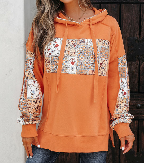 Myrassa Side Slit Drawstring Hoodie Sweatshirt (S-L)