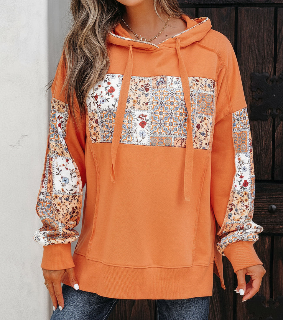 Myrassa Side Slit Drawstring Hoodie Sweatshirt (S-L)