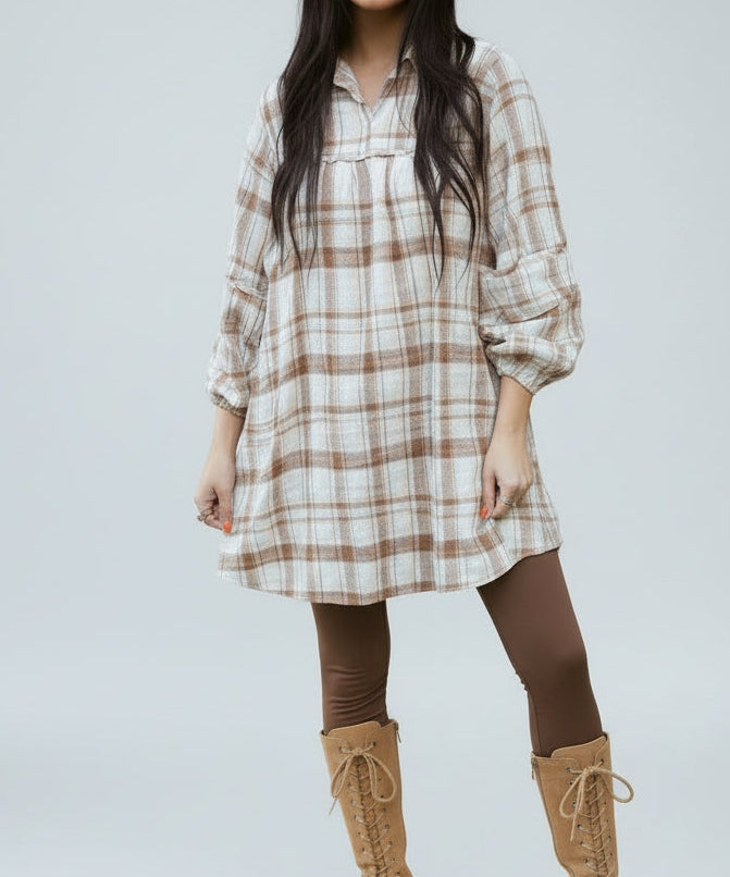 Dana Plaid Babydoll Dress (S-XL)