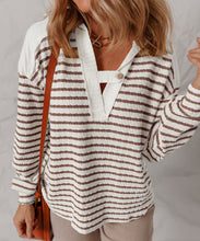 Ayla Stripe Textured Hooded Long Sleeve Top (S-XL)