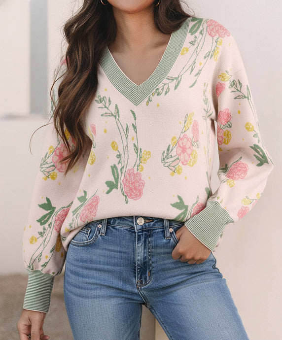 Clarimina Pattern Striped Loose Sweater (S-XL)