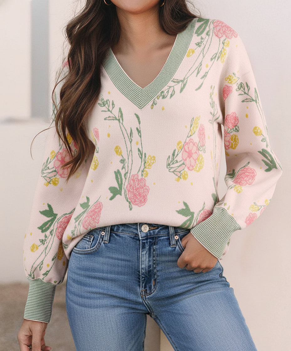 Clarimina Pattern Striped Loose Sweater (S-XL)