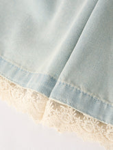 Summer Light Color Denim Lace Girls Set (2-9)