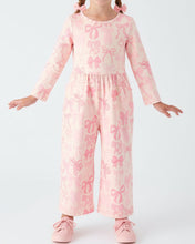 Girls Pink Bow Print Long Sleeve Jumpsuit (2-7)