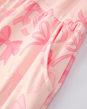 Girls Pink Bow Print Long Sleeve Jumpsuit (2-7)