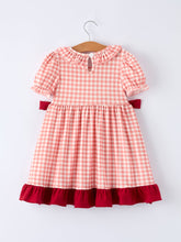 Baseball Embroidery Smocked Ruffle Plaid Girl Dress (2-6)