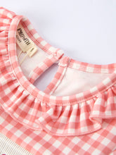 Baseball Embroidery Smocked Ruffle Plaid Girl Dress (2-6)