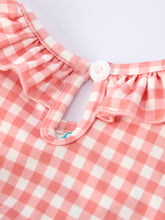 Baseball Embroidery Smocked Ruffle Plaid Girl Dress (2-6)