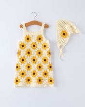 Summer Crochet Sunflower Girl Dress with Headscarf (2-5)