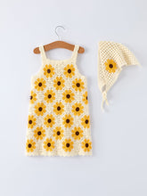 Summer Crochet Sunflower Girl Dress with Headscarf (2-5)