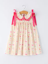 Summer Floral Bow Ruffle Girls Dress (2-6)