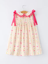 Summer Floral Bow Ruffle Girls Dress (2-6)