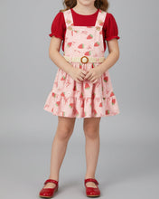 Girls Strawberry Print Overall Dress Set (2-7)