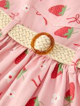 Girls Strawberry Print Overall Dress Set (2-7)
