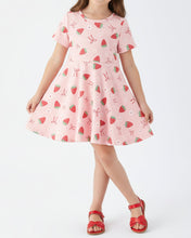 Strawberry Bow Girls Short Sleeves Dress (2-9)