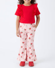 Strawberry Bow Girls Ruffle Top and Bell Bottoms Set (2-7)