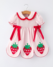 Girls' Plaid Smocked Strawberry Applique Dress (2-6)