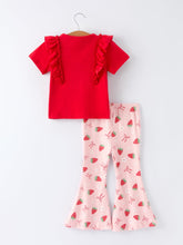 Strawberry Bow Girls Ruffle Top and Bell Bottoms Set (2-7)