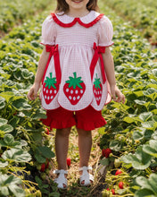Girls' Plaid Smocked Strawberry Applique Shorts Set (2-6)