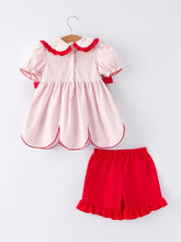 Girls' Plaid Smocked Strawberry Applique Shorts Set (2-6)