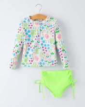 Summer Chicken Print Girls Long Sleeve Swim Set (2-7)