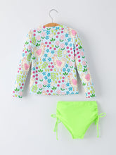 Summer Chicken Print Girls Long Sleeve Swim Set (2-7)