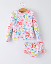 Summer Floral Girls Long Sleeve Swim Set (2-7)