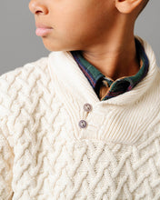 Shawl Collar Organic Cable Boys Sweater (2T-8)