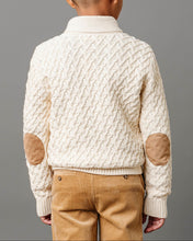 Shawl Collar Organic Cable Boys Sweater (2T-8)