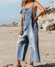 Baylor Distressed Bib Pocket Wide Leg Denim Overall (S-XL) 2 Colors