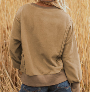 Tatum Fuzzy Sherpa Splicing Pullover Sweatshirt (S-XL)