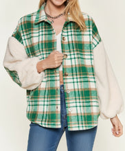 Plaid Fuzzy Sleeve Jacket (S-XL)