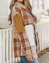 Plaid Color Block Patchwork Pocket Shirt Shacket (S-XL)